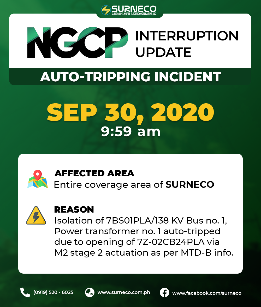 Sept 30 DXKS news-NGCP UNSCHEDULED INTERRUPTION