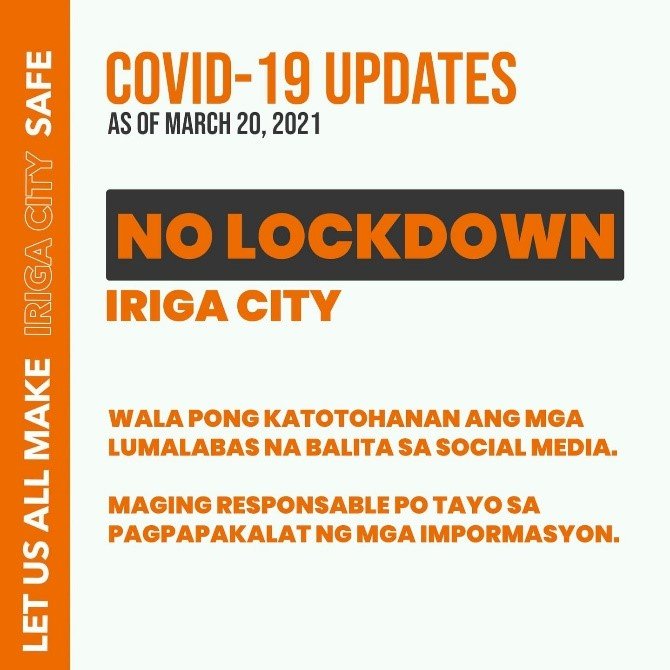 Mayo Nin Lockdown Na Ipapasunod Sa Cuidad Nin Iriga Asin Iba Pang Banwaan Sa Camarines Sur
