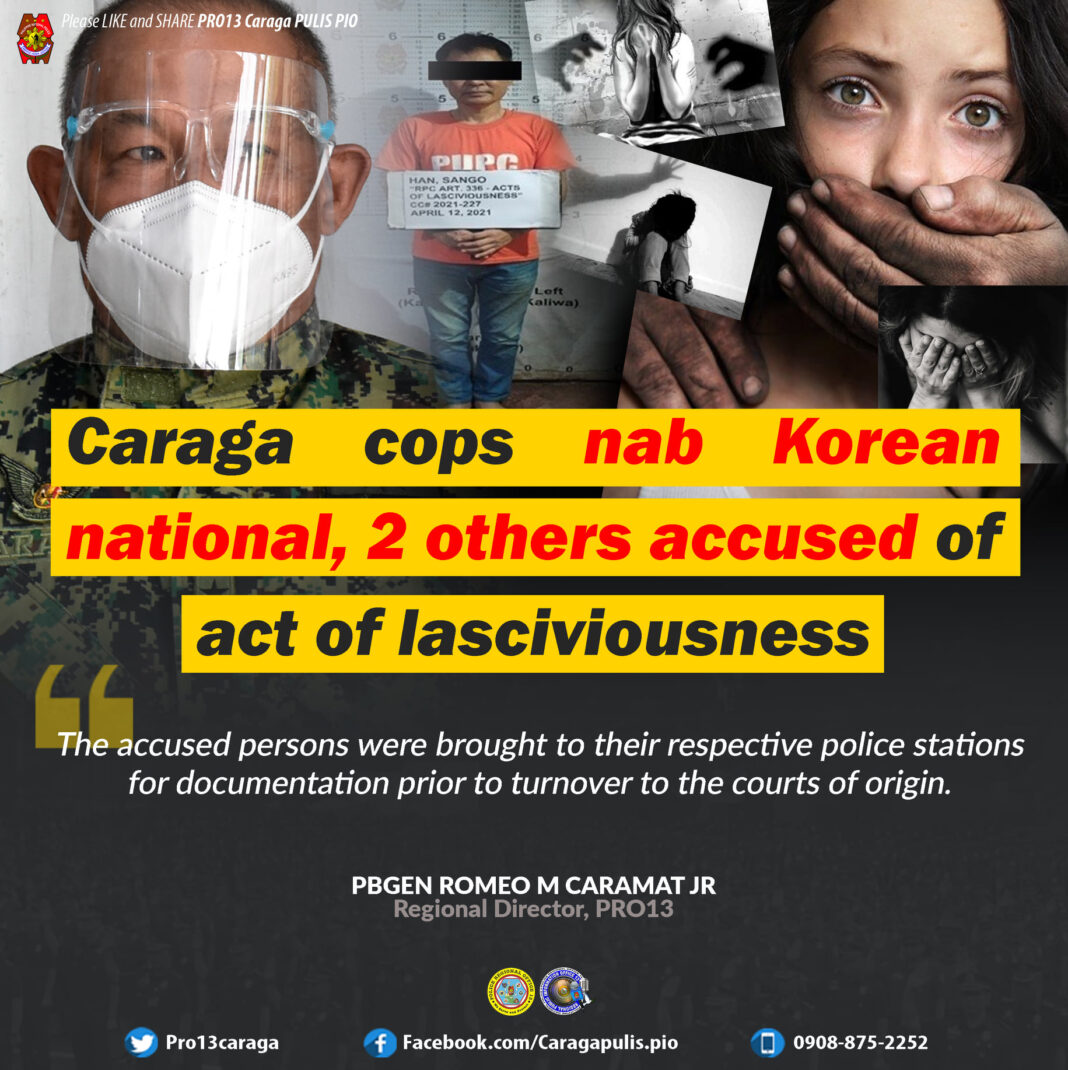 April 14 DXKS news-Caraga cops nab Korean national, 2 others accused of act of lasciviousness