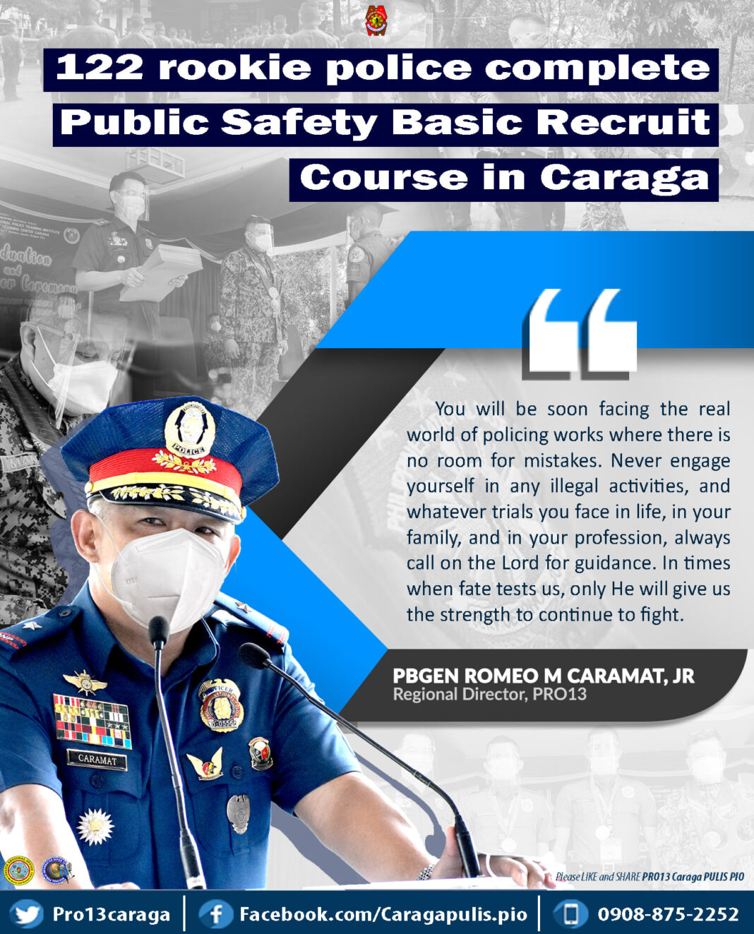 May 12 DXKS news-122 rookie police complete Public Safety Basic Recruit Course in Caraga