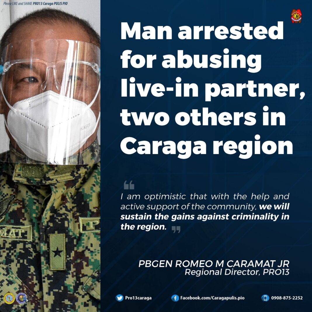 May 26 DXKS news-Man arrested for abusing live-in partner, two others in Caraga region