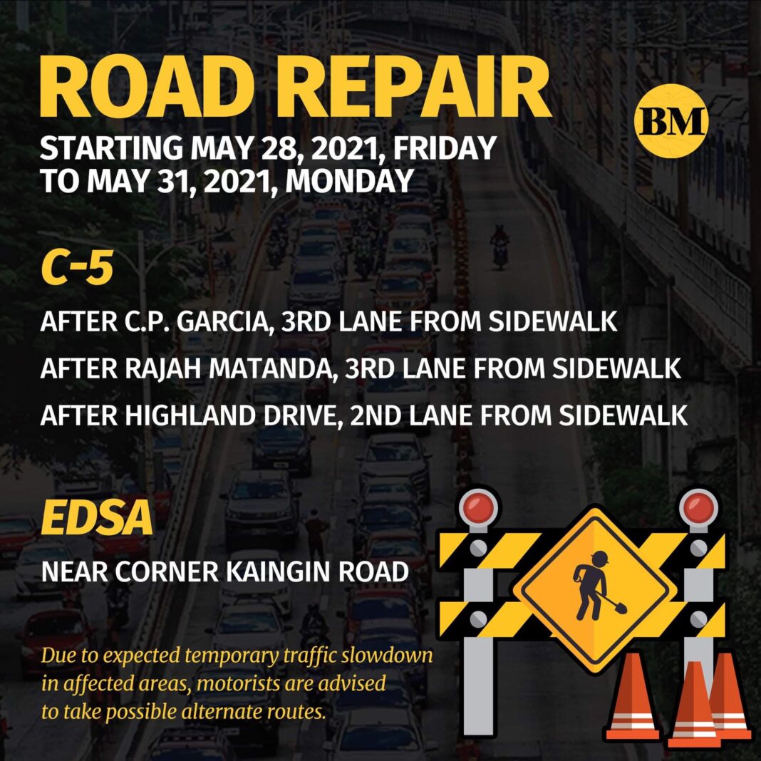 TRAFFIC ADVISORY | DPWH resumes road repair works in EDSA, C5