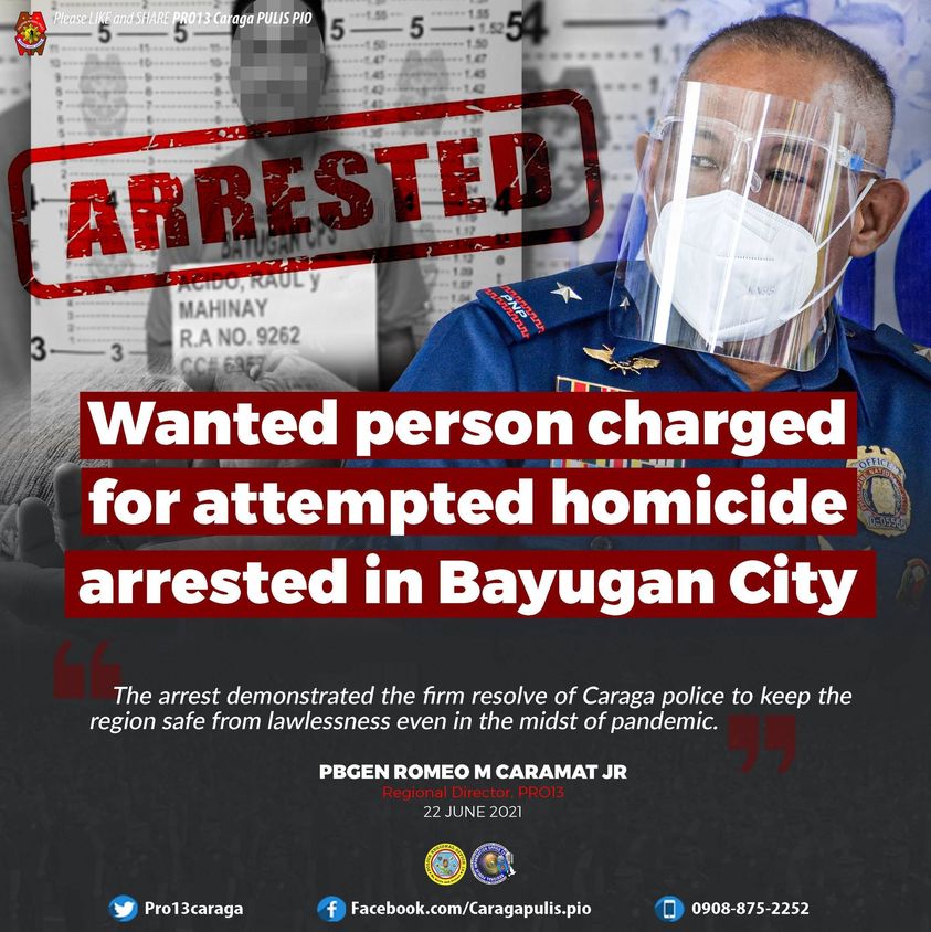 Wanted Person Charged For Attempted Homicide Arrested In Bayugan City Radio Philippines Network