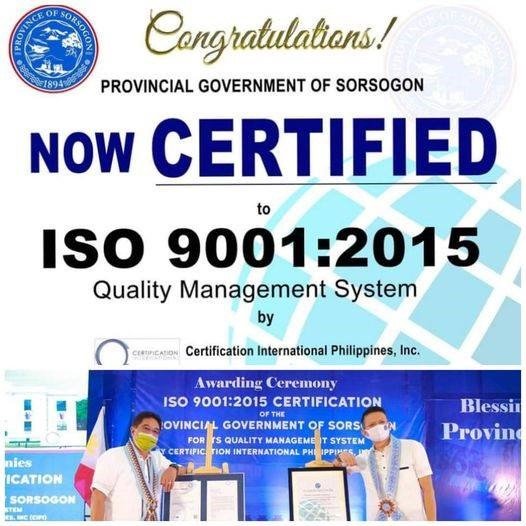 Sorsogon Kaenot-Enoteng Probinsya Sa Bikol Na ISO Certified