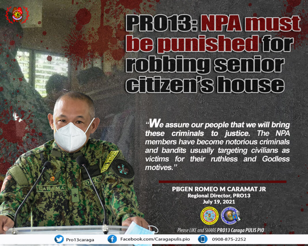 july 23 DXKS news-NPA must be punished for robbing senior citizen’s house