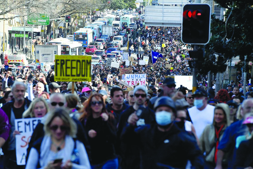 Thousands protest lockdown in Sydney, several arrested