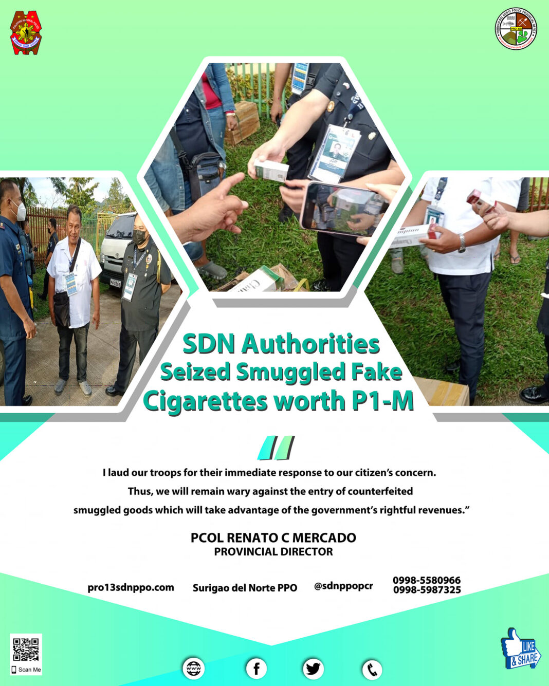 April 3 DXKS news-SDN Authorities Seized Smuggled Fake Cigarettes worth P1-M