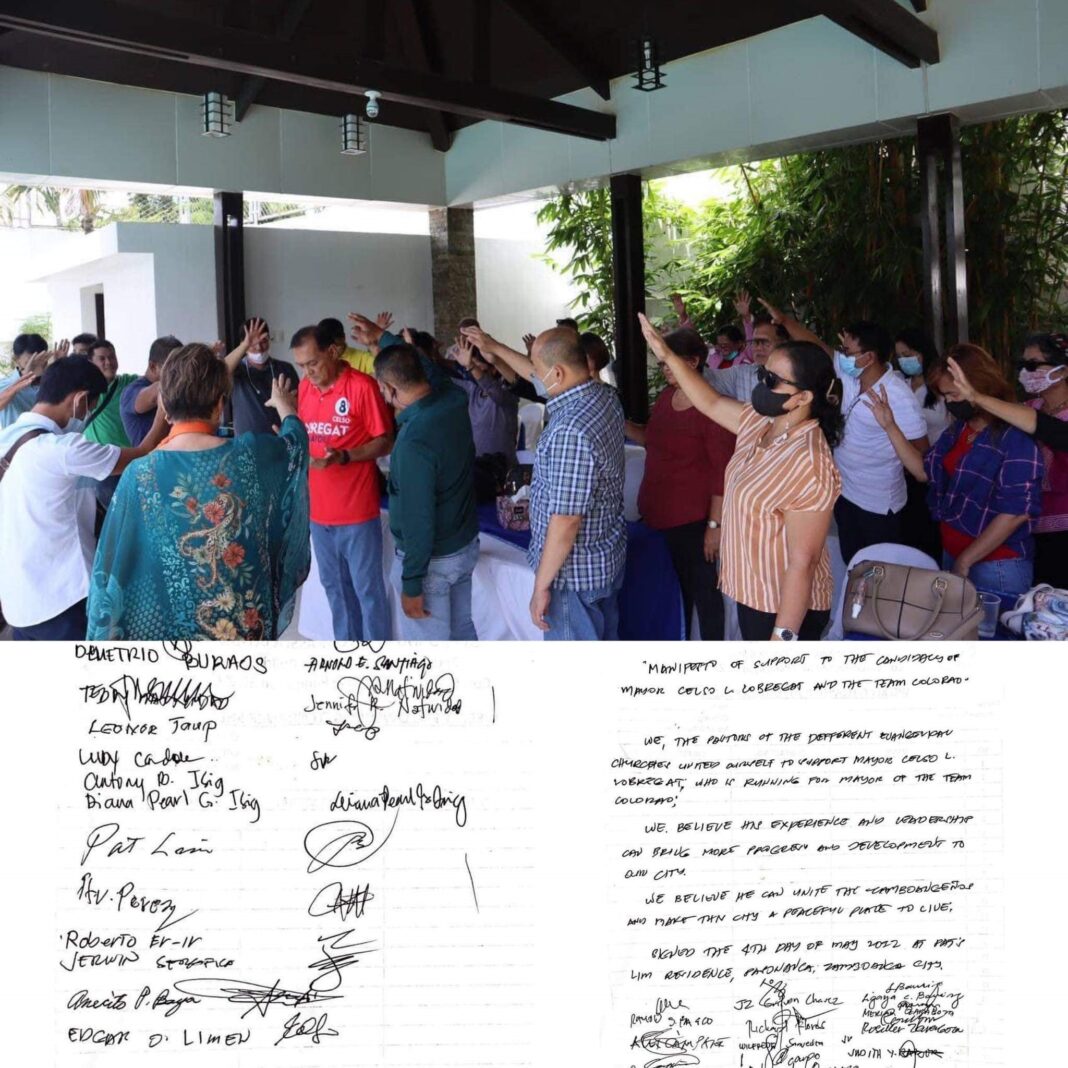 Evangelical pastors in Zamboanga city officially declares their support to mayoralty aspirant Celso Lobregat