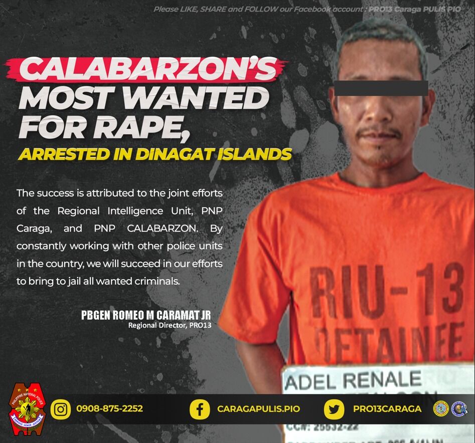 july 16 DXKS news-CALABARZON’s most wanted for rape, arrested in Dinagat Islands