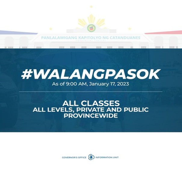 Announcement of Class Suspension for the whole province of Catanduanes