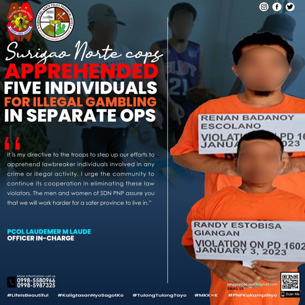 illegal gambling-Surigao del norte police-apprehended