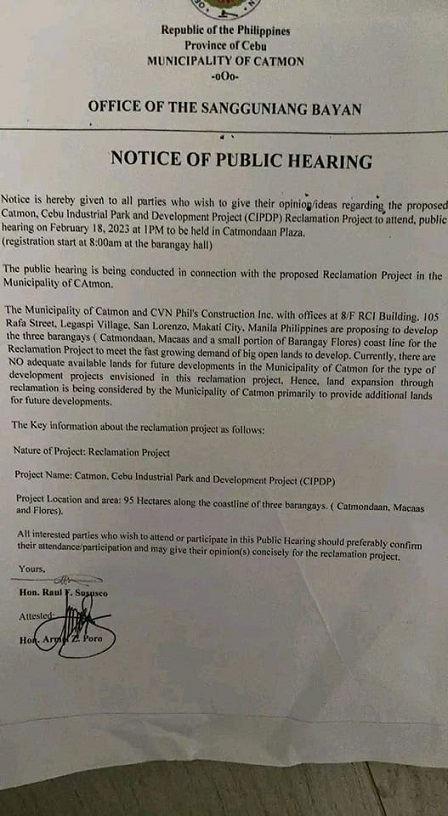 notice of public hearing-reclamation project-Catmon city