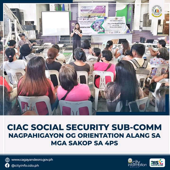 Cagayan de Oro: CIAC social security sub-comm nagpahigayon og orientation alang sa mga sakop sa 4Ps