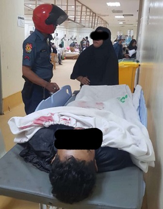 victim rushed to the hospital by police