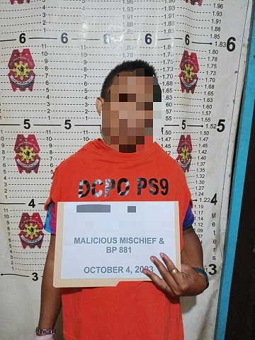 tricycle driver arrested for malicious mischief