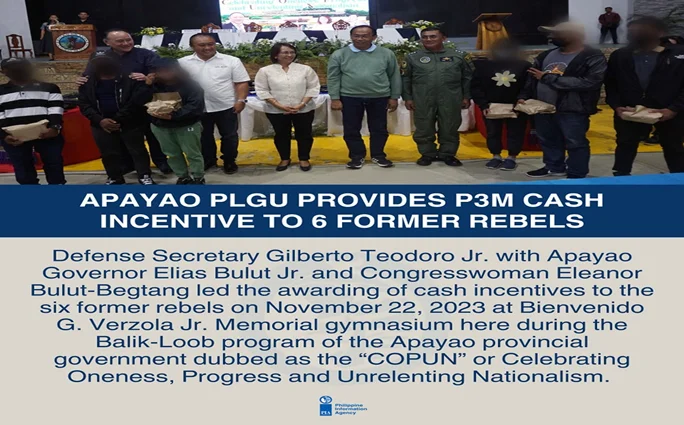 Apayao PLGU provides cash assistance on former rebels