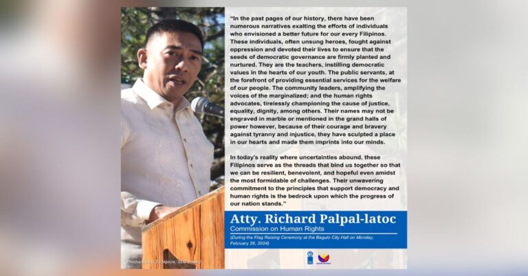 Baguio: Commission on Human Rights Chairperson nagbigay ng mensahe sa pagtanggol ng Karapatang Pangtao
