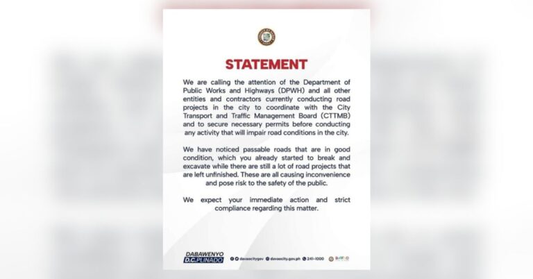 Pagaksyon sa mga gipangguba nga dala sa Davao City, gipanawagan ni Mayor Duterte sa DPWH