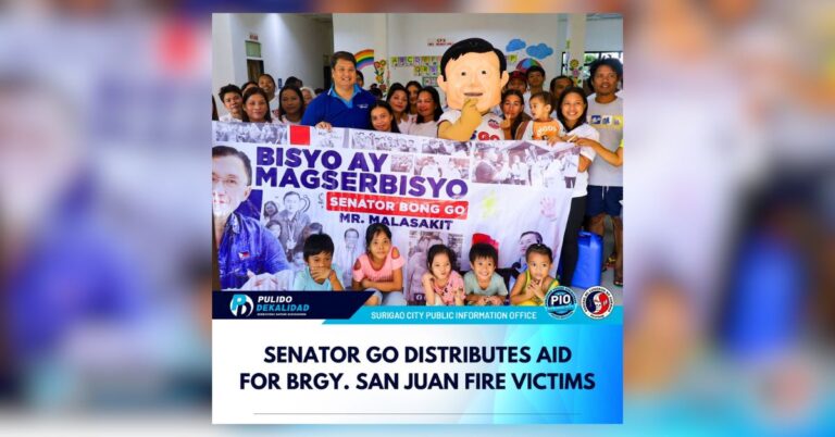 Surigao: Senator Bong Go nag hatag ug Financial Assistance sa mga nasunogang pamilya