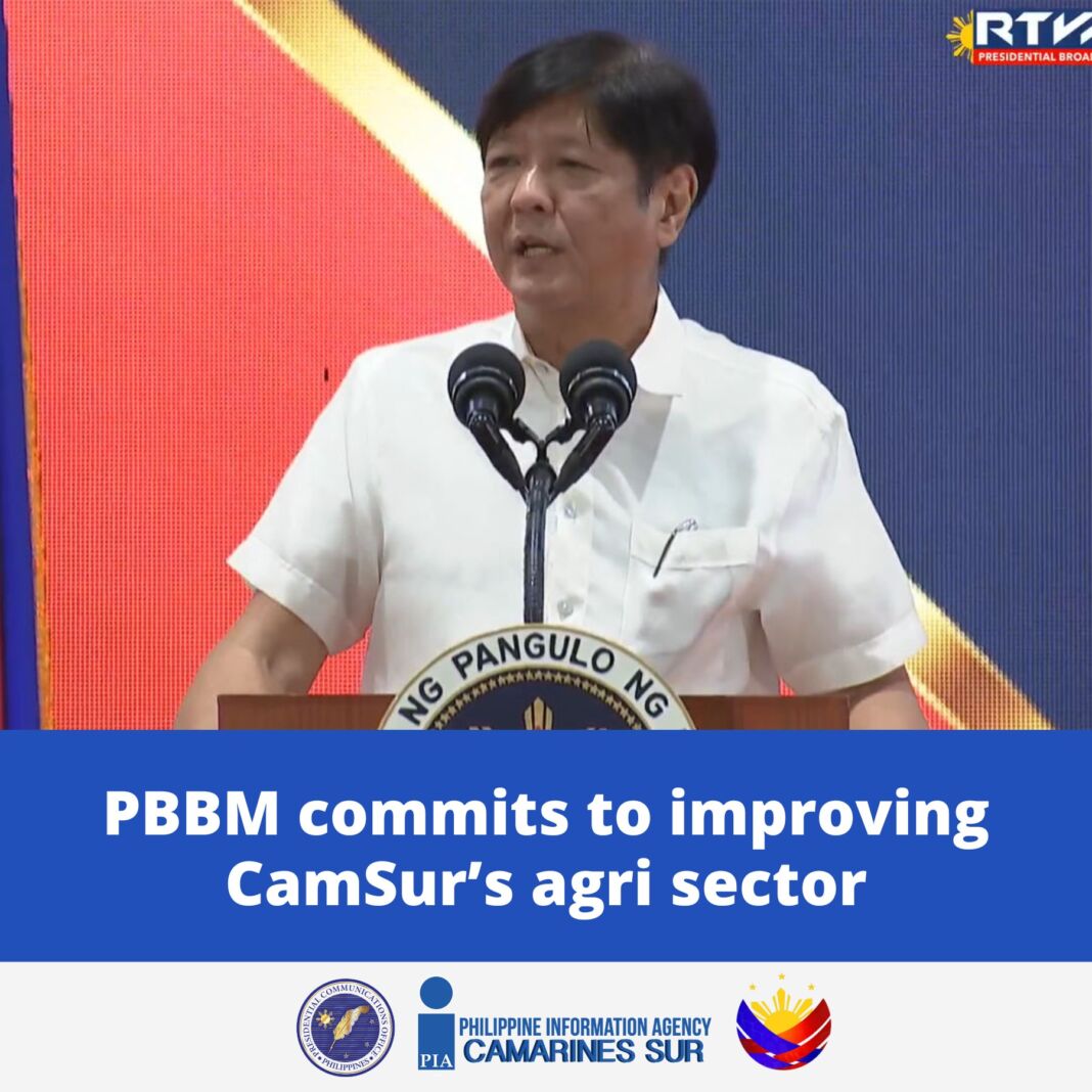 PBBM speaking about his commitment to improving CamSur's Agri Sector