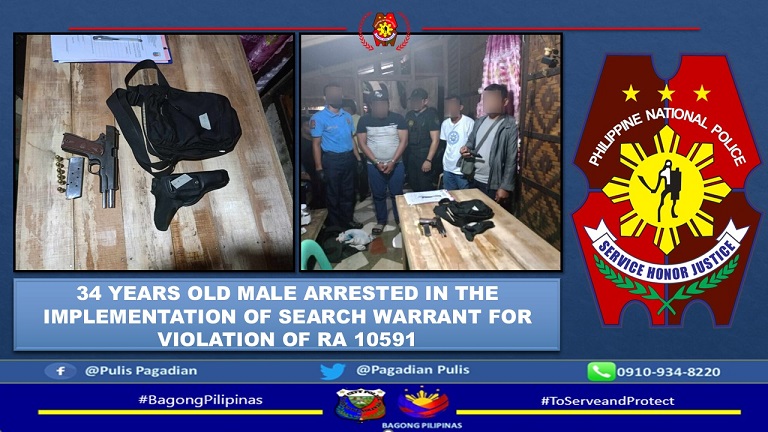 34 years old male arrested in the implementation of search warrant for violation of RA 10591