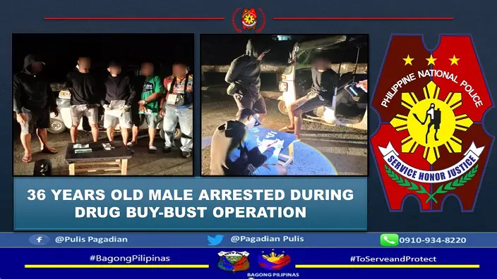 36 years old male arrested during drug buy-bust operation in Brgy. Balangasan
