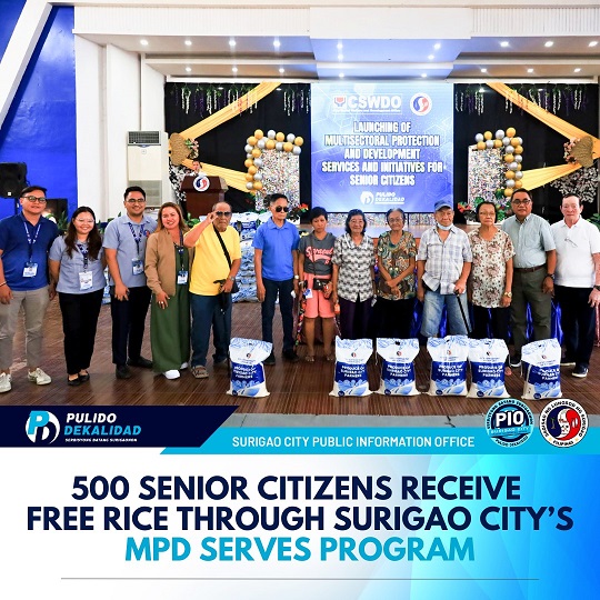 500 ka senior citizen nakadawat nan libreng bugas pinaagi sa MPD SERVES Program sa Surigao