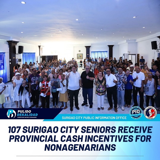 107 ka mga Senior Citizens sa Surigao city nakadawat nan cash incentives gikan sa probinsya