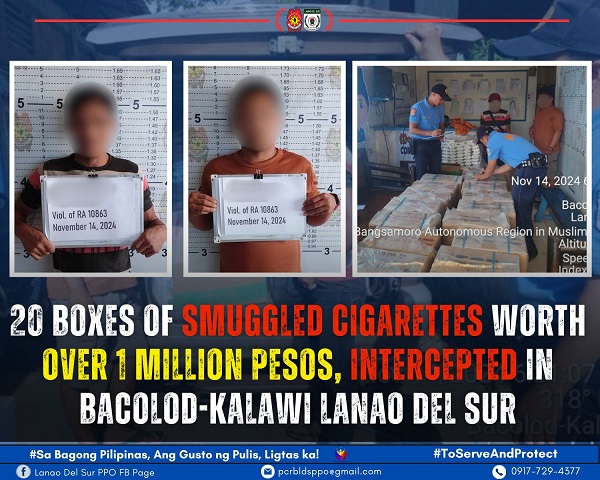 2 arestao, P1,140,000 smuggled cigarillo ya confisca
