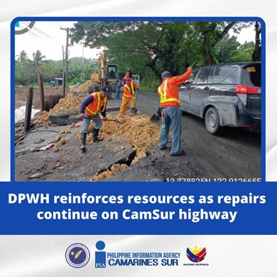 DPWH reinforces resources as repairs continue on CamSur highway