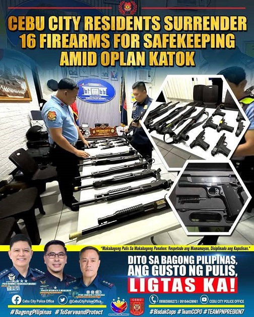 16 ka mga ilegal nga armas gitahan sa kapulisan sa CCPO