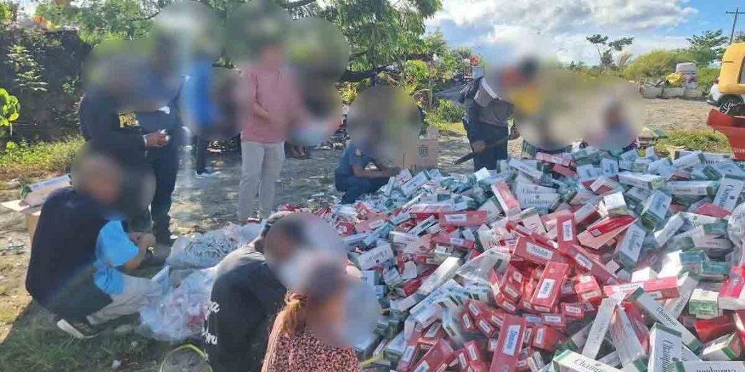 Negros-police-destroy-PHP-8-million-smuggled-cigarettes