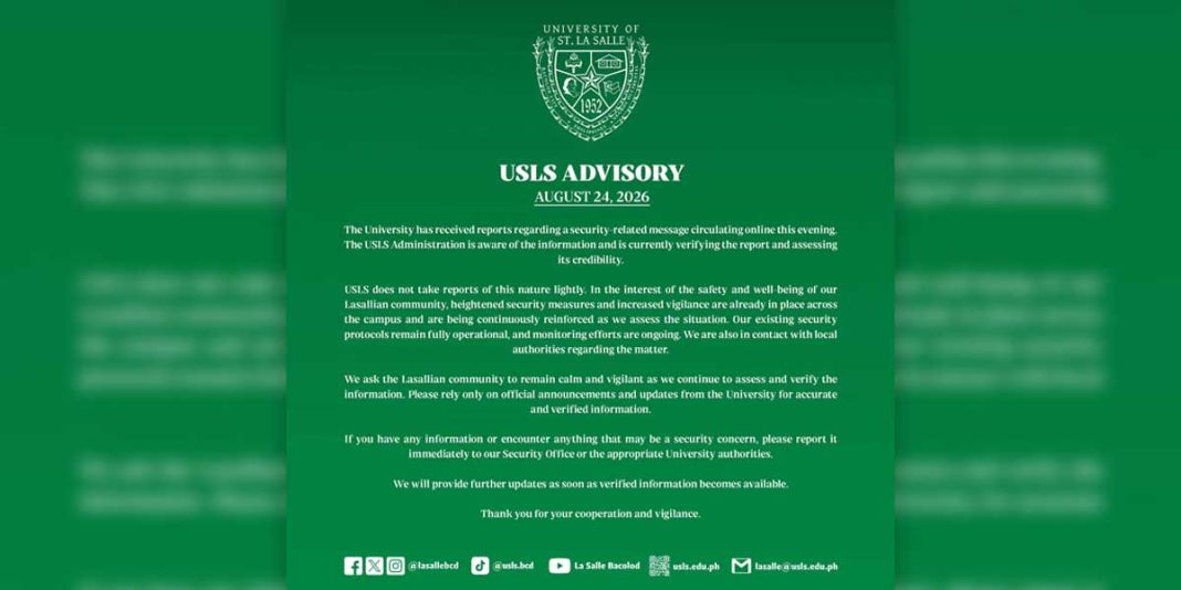 USLS-tightens-security-after-online-threat-in-Bacolod